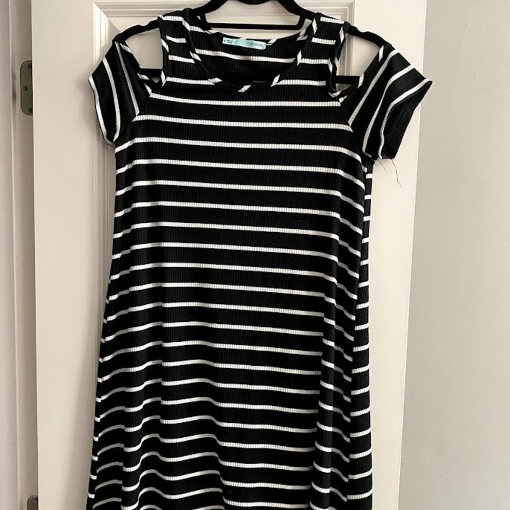 Women's Maurices Black and White Stripe Dress